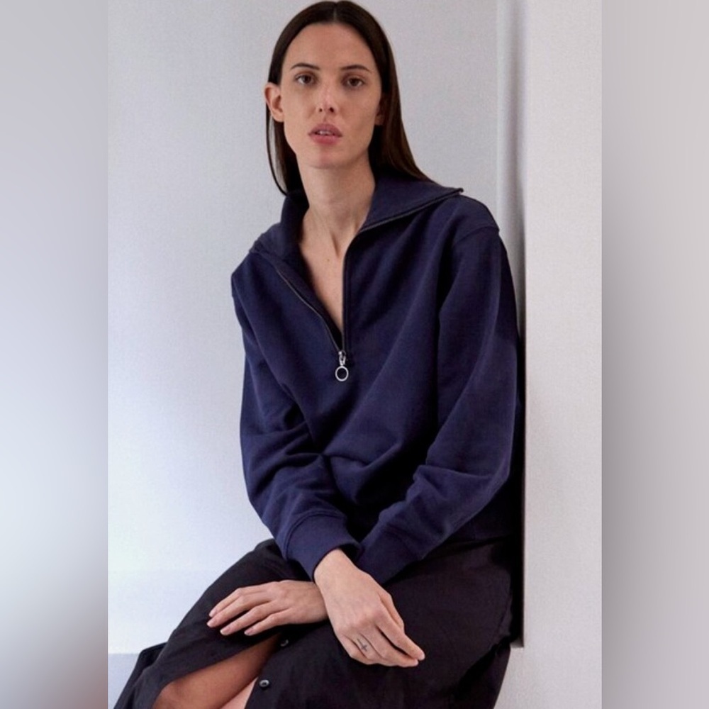 Thakoon Sweater Women’s XS Navy Blue Pullover Quarter Zip NWT